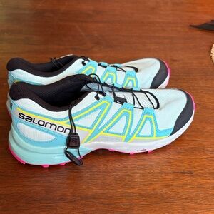 Salomon Aqua and Yellow Running Shoes